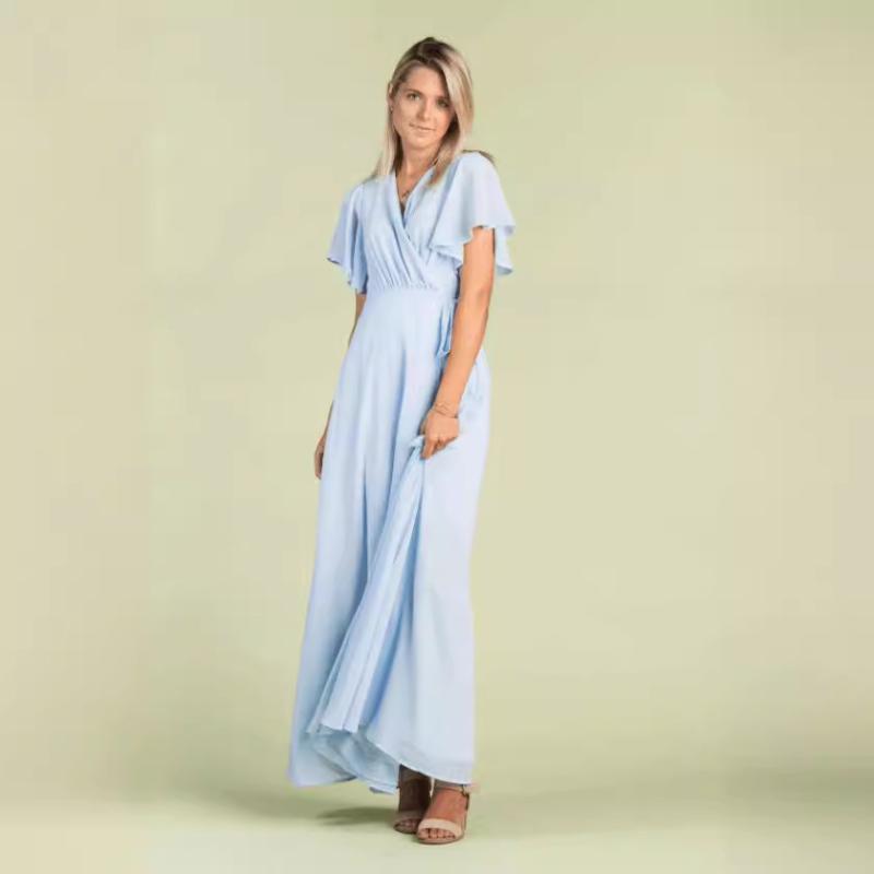 La longue robe satinée V plongeant | Robes Robes Femme