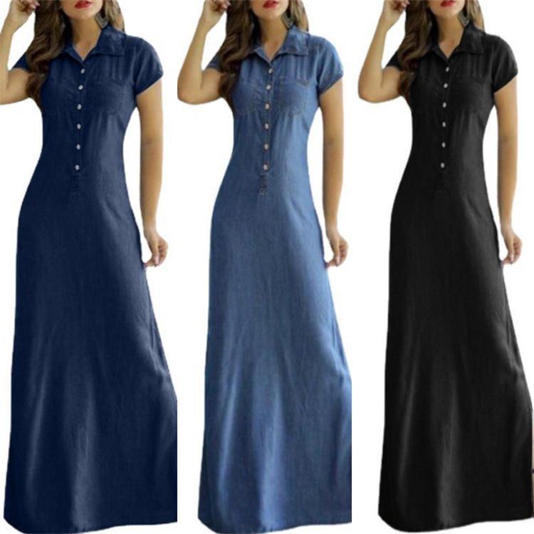 La robe chemise denim boutons effet bois | Robes Robes Femme