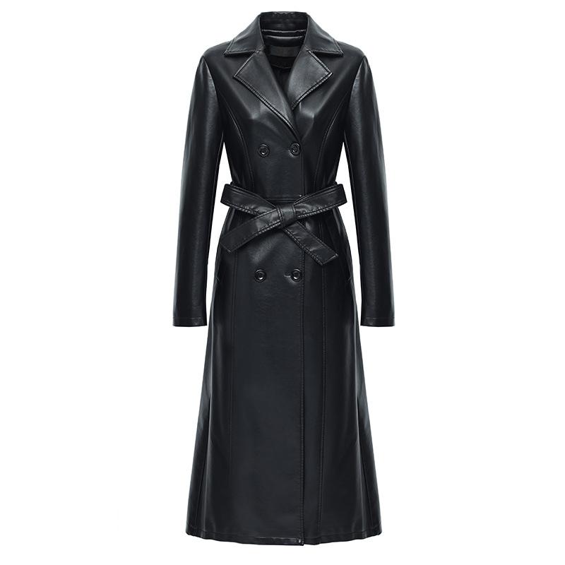 Le long trench faux cuir noir | Manteaux Manteaux Femme